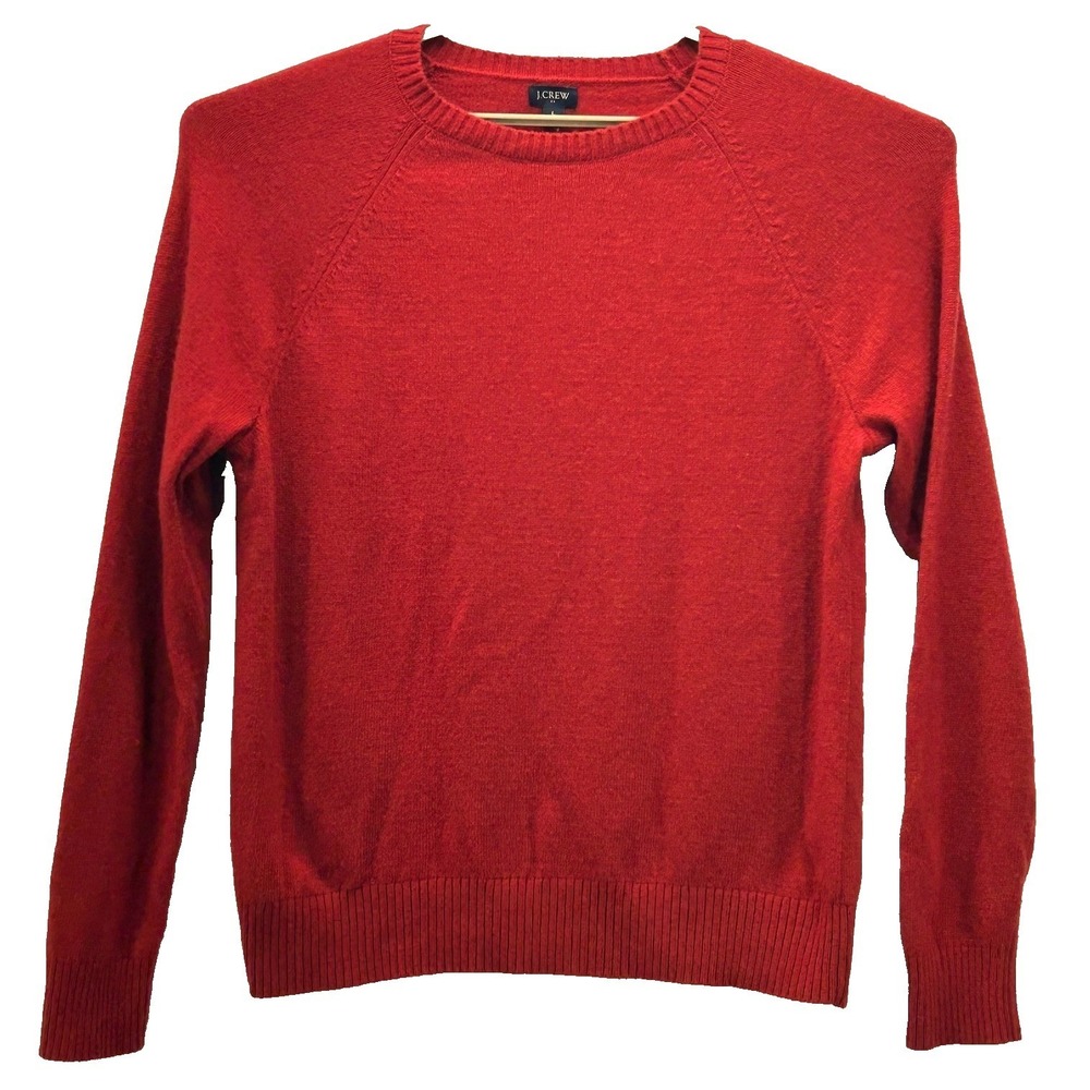 J Crew Sweater Large Burnt Orange Lambswool Soft Warm‎ Cozy Fall Thanksgiving